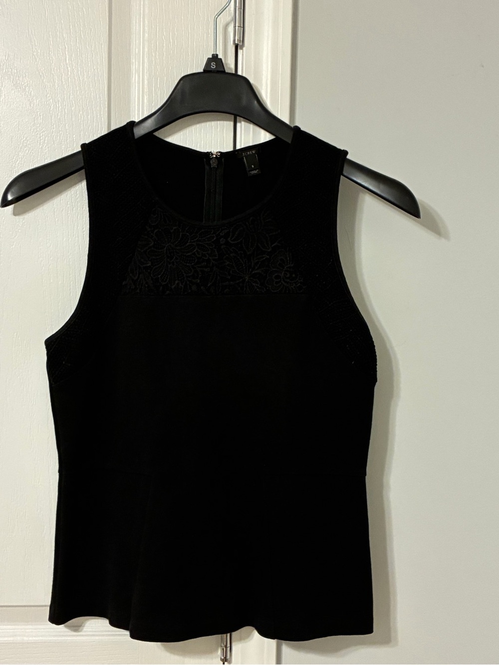 J. Crew Black Sleeveless Textured Peplum Top